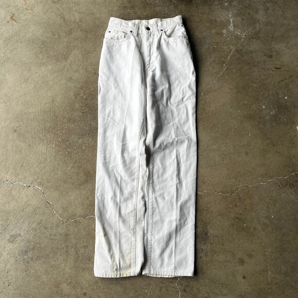 VINTAGE 70S LEVIS 505 DENIM JEANS CREAM STRAIGHT FIT RETRO FITS WOMENS 26X31 - Picture 1 of 7
